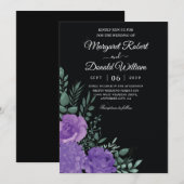 Elegant uitnodiging voor een paarse bruiloft met z (Voorkant / Achterkant)