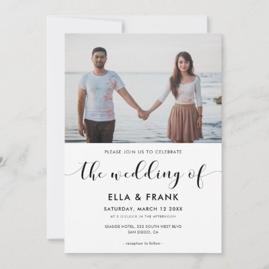 Elegant uitnodiging voor foto's op zwarte en witte (Voorkant)