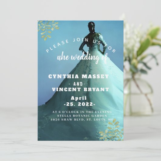 Elegant uitnodiging voor witte bruiloft (Staand voorkant)