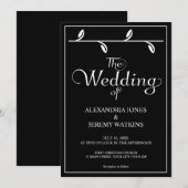 Elegant uitnodiging voor witte en zwarte bruiloft (Voorkant / Achterkant)