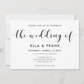 Elegant uitnodiging voor witte en zwarte bruiloft (Voorkant)
