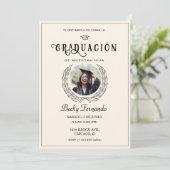 Elegant uitnodigingsscript voor Spaanse afgestudee Kaart (Staand voorkant)