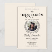 Elegant uitnodigingsscript voor Spaanse afgestudee Kaart (Voorkant / Achterkant)