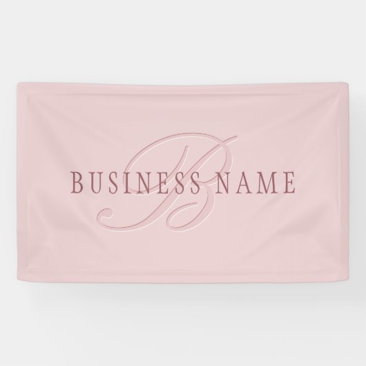 Elegant Uitzendend Monogram | Roze Goud Spandoek (Horizontaal)