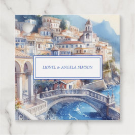 Elegant uitzicht op de Amalfikust Italië Bedankjes Labels