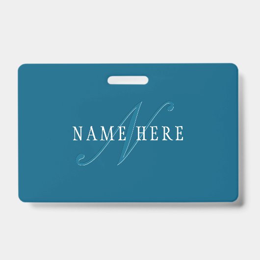 Elegant uitziend monogram | Oceaanblauw Badge (Voorzijde)