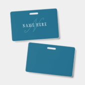 Elegant uitziend monogram | Oceaanblauw Badge (Voor- en achterkant)