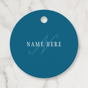 Elegant uitziend monogram Oceaanblauw Bedankjes Labels