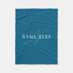 Elegant uitziend monogram Oceaanblauw Fleece Deken