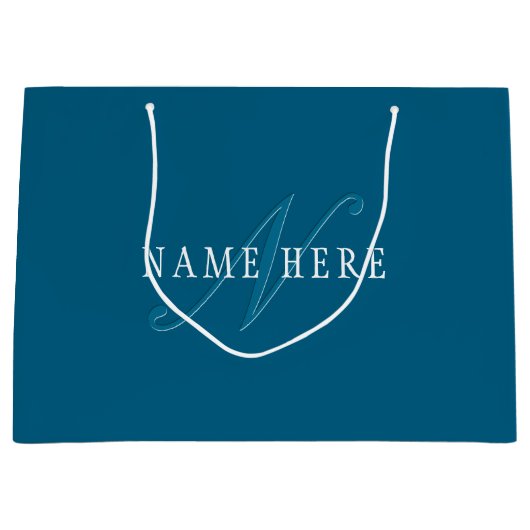 Elegant uitziend monogram | Oceaanblauw Groot Cadeauzakje (Voorkant)