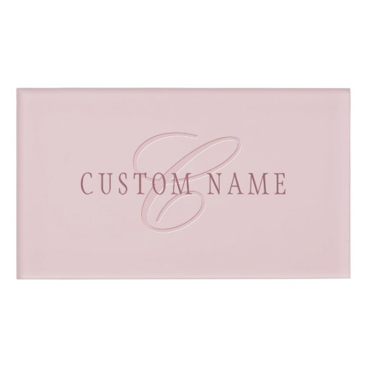 Elegant Uitziend Monogram | Roze Goud Naambadge (Voorkant)