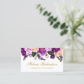 Elegant Ultra Violet Paars Gold Waterverf Floral Visitekaartje (Staand voorkant)