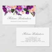 Elegant Ultra Violet Paars Silver Floral Visitekaartje (Voorkant / Achterkant)