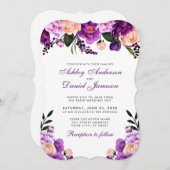 Elegant Ultra Violet Paarse Floral Wedding PS Kaart (Voorkant / Achterkant)