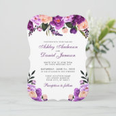Elegant Ultra Violet Paarse Floral Wedding PS Kaart (Staand voorkant)