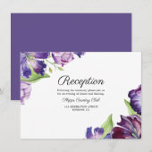 Elegant Ultra Violet Waterverf Tulps Receptie Informatiekaartje (Voorkant / Achterkant)