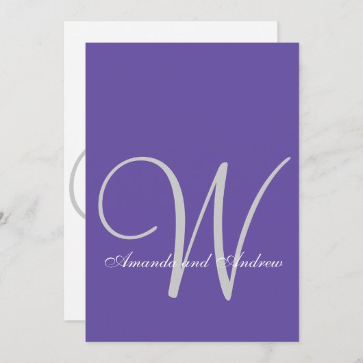 Elegant Ultra Violet Wedding Initiaal Kaart (Voorkant / Achterkant)