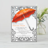 Elegant Umbrella Bridal Shower Invitation Kaart (Staand voorkant)
