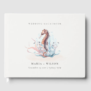 Elegant underwater Seahorse Seaweed Coral Wedding Gastenboek