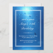 Elegant Underwater Zee Theme Birthday Party Invite Kaart (Voorkant)