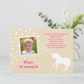 Elegant Unicorn Birthday Party Photo Invitation Kaart (Staand voorkant)