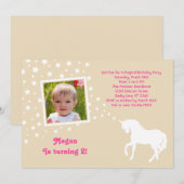 Elegant Unicorn Birthday Party Photo Invitation Kaart (Voorkant / Achterkant)