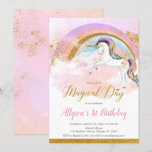 Elegant unicorn pastel regenboogmeisje verjaardag kaart