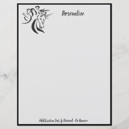 Elegant Unicorn Portrait Sketch Black & Grey