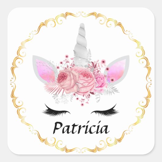 Elegant unicorn voegt naam sticker toe (Voorkant)