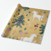 Elegant Unicorn Wrapping Paper Cadeaupapier (Uitgerold)