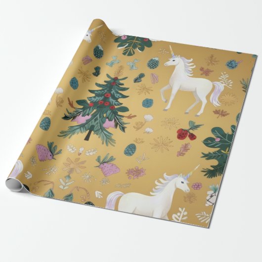 Elegant Unicorn Wrapping Paper  Cadeaupapier (Uitgerold)