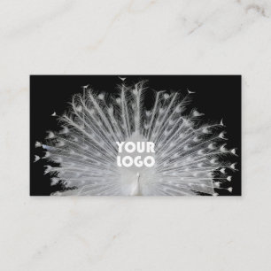 Elegant Uniek Design Peacock White Black en Logo Visitekaartje