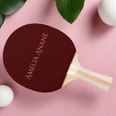 Elegant uniek Donkerrood & Blush Roze Script Tafeltennisbatje