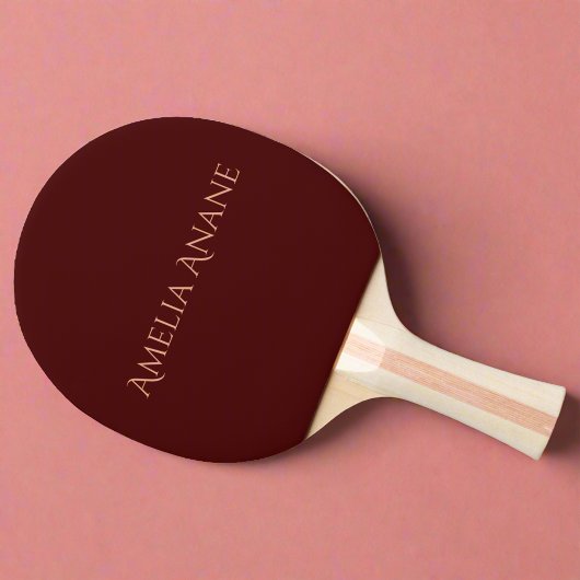Elegant uniek Donkerrood & Blush Roze Script Tafeltennisbatje