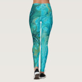Elegant uniek emerald blauw abstract ontwerp leggings (Achterkant)