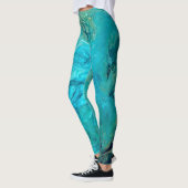 Elegant uniek emerald blauw abstract ontwerp leggings (Links)
