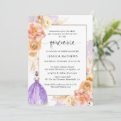 Elegant, uniek Paars prinses Quinceañera Kaart (Staand voorkant)