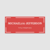 Elegant Uniek Rood en Wit: Stijlvolle Professional Naamplaatje (Voorkant)