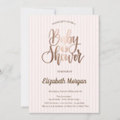 Elegant Uniek Roos Gold Striped Baby shower Kaart (Voorkant)