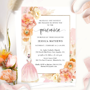 Elegant, uniek roze prinses Quinceañera Kaart