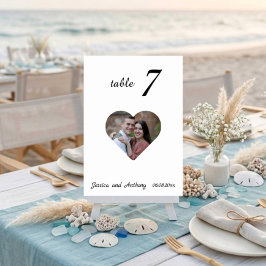 Elegant Uniek Wit Foto Bruiloft Tafelnummer