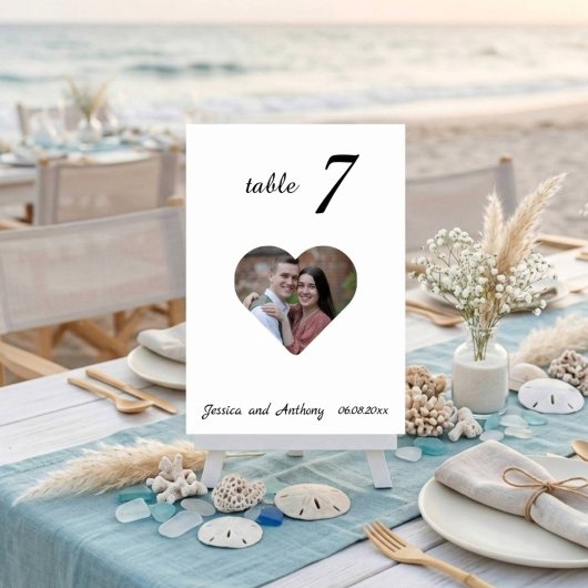 Elegant Uniek Wit Foto Bruiloft Tafelnummer