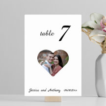 Elegant Uniek Wit Foto Bruiloft Tafelnummer