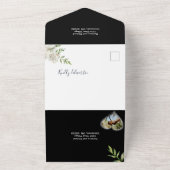 Elegant Unieke Floral & Black All In One Uitnodiging (Buitenkant)