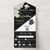 Elegant Unieke Floral & Black All In One Uitnodiging (Binnen)
