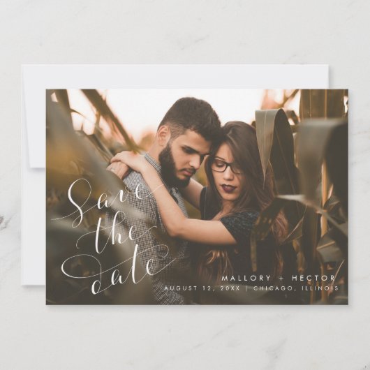 Elegant Unieke Fotobruiloft bewaart de datum Save The Date (Voorkant)