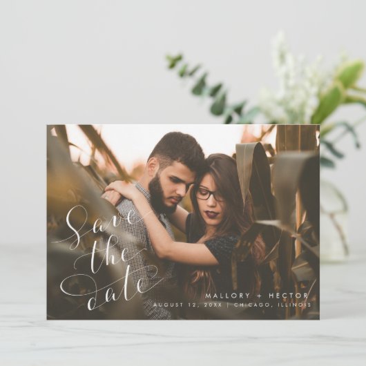 Elegant Unieke Fotobruiloft bewaart de datum Save The Date (Staand voorkant)