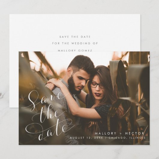 Elegant Unieke Fotobruiloft bewaart de datum Save The Date (Voorkant / Achterkant)