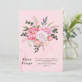 Elegant Unieke Roze Witte PeonY Wedding Kaart (Staand voorkant)