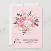 Elegant Unieke Roze Witte PeonY Wedding Kaart (Voorkant)